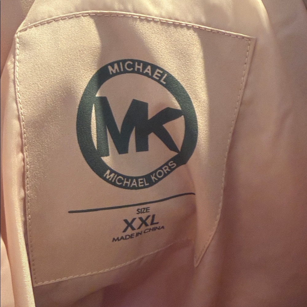 MICHAEL KORS Plus Faux-fur-trim Hooded Puffer Coat jacket Rosewater pink XXL EUC - Picture 4 of 4
